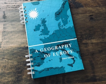 Geography of Europe Journal: Sketchbook Made from Vintage 1960s Upcycled Book