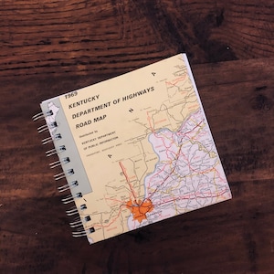 Kentucky Road Map Vintage 1969 Spiral Bound Journal