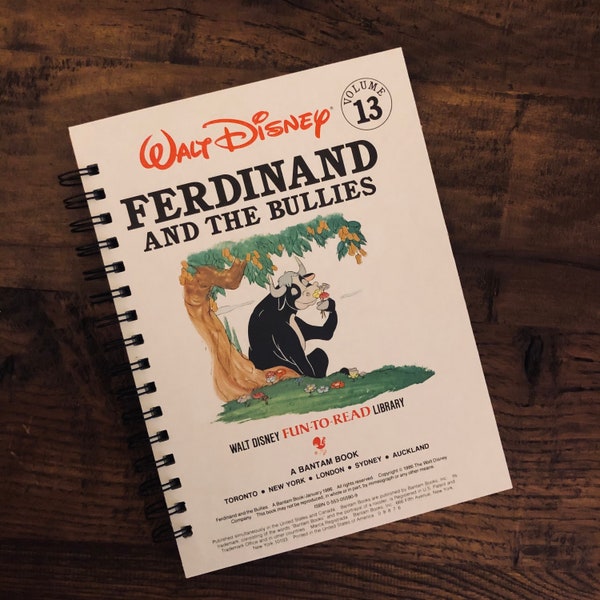 Disney's Ferdinand and the Bullies Vintage 1986 Spiral Bound Book Journal-- White Cover