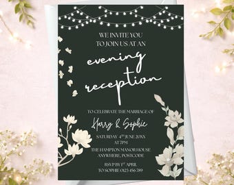 Floral Wedding Reception Invitation • Elegant Evening Invite (Digital Download)