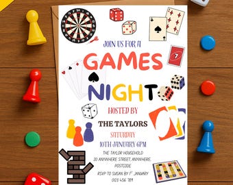 Family Game Night Invitation – Editable Canva Template (Digital Download)