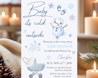Baby It’s Cold Outside Baby Shower Invitation | Editable Winter Baby Shower Template | Snowflake Baby Invite | Digital & Printable