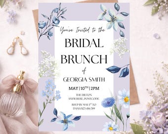 Bridal Shower Invitation • Floral Bridal Brunch Invite • Printable Editable • Elegant Wedding Event Card