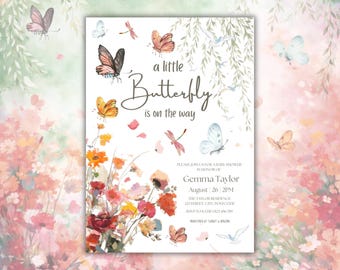 Butterfly Baby Shower Invitation • A Little Butterfly Is On The Way • Floral Baby Shower • Printable Editable • Girl Shower