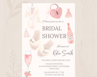 Elegant Pink Bridal Shower Invitation – Feminine Canva Template (Digital)