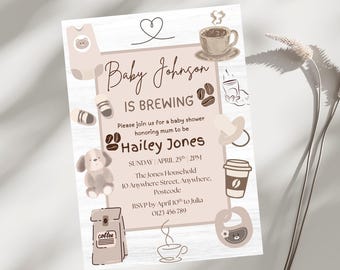 Coffee Baby Shower Invitation | Gender Neutral, Modern (Digital Invitation)