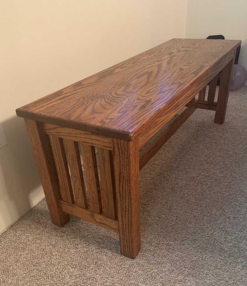 Dining Bench MissionStyle Solid Red Oak Etsy