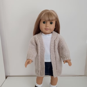 18&quot; Doll Beige Sweater Hand knitted doll clothes Doll Cardigan to fit 18&#39;&#39; dolls