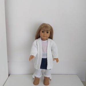 18&quot; Doll White Sweater Hand knitted doll clothes Doll Cardigan to fit 18&#39;&#39; dolls