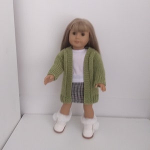 18&quot; Dolls Meadow Green Sweater Hand knitted doll clothes Doll Cardigan to fit 18&#39;&#39; dolls