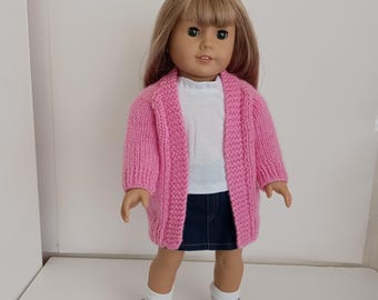 Hand Knitted Deep Rose Pink Doll Sweater: to Fit 18'' Dolls