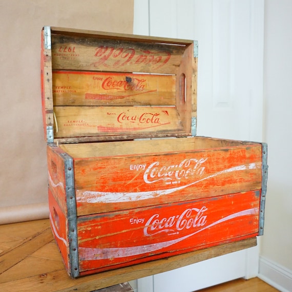 ★Coca-Cola！woodbox！男前！USED★ Y5525 BOX Coca-Cola wooden crate Japan antique storage