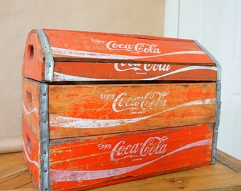 1977 Vintage COCA-COLA Temple-cattanooga Wooden Case / Crate / Box