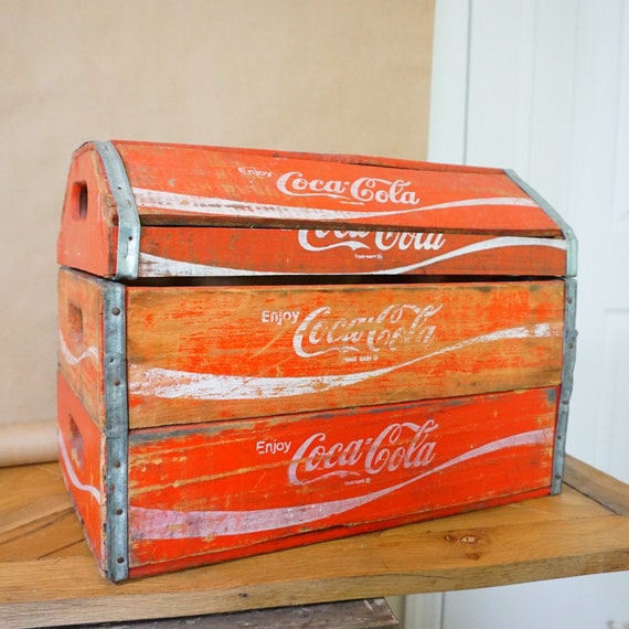 Coca-Cola ヴィンテージ木製ボックス 1977 Vintage COCA-COLA Temple-cattanooga Wooden Case / Crate / Box