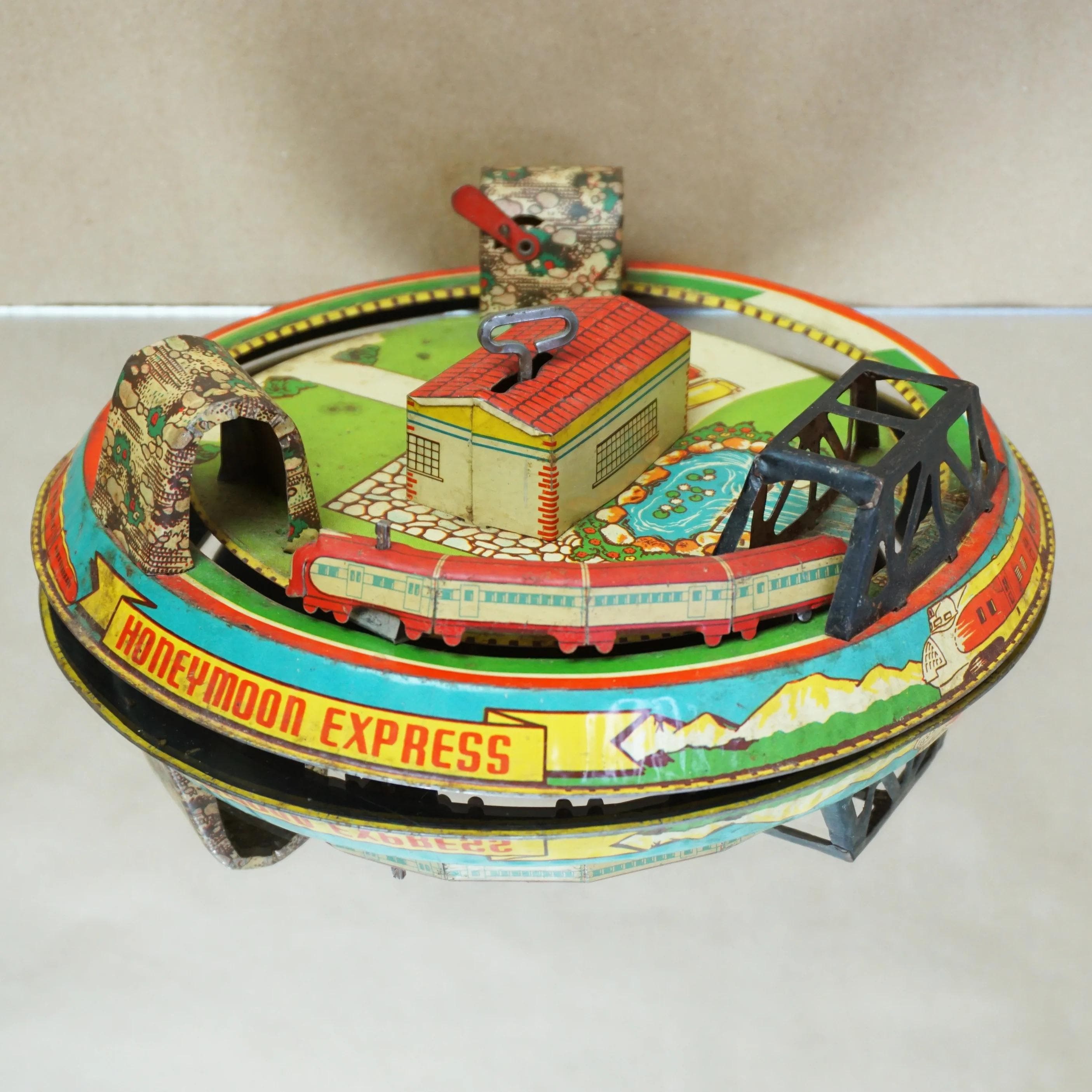 置物 handmade e 1950s Vintage Litho Tin MARX Honeymoon Express Glendale Station
