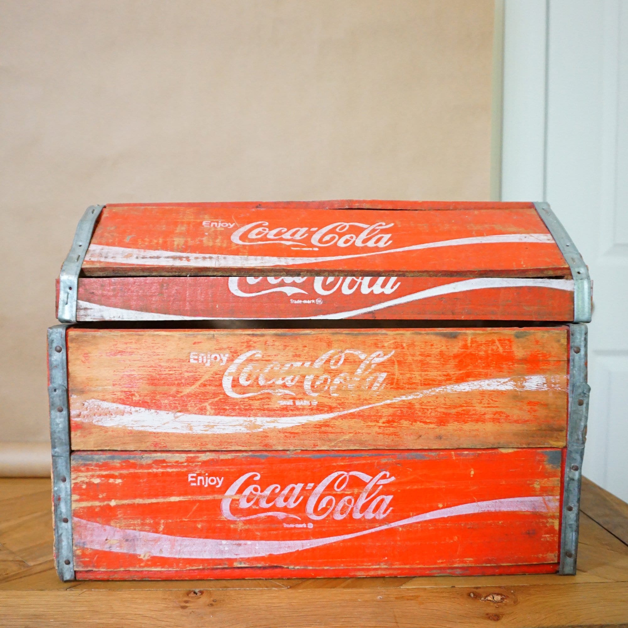 1977 Vintage COCA-COLA Temple-cattanooga Wooden Case / Crate / Box