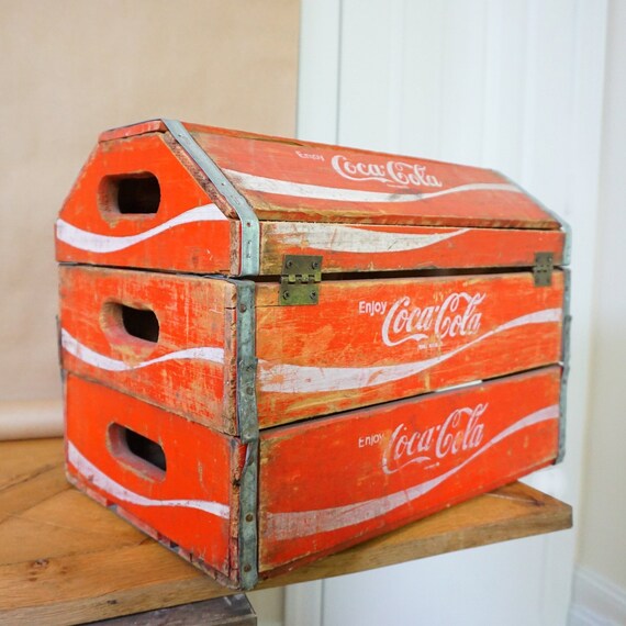 1977 Vintage COCA-COLA Temple-cattanooga Wooden Case / Crate / Box