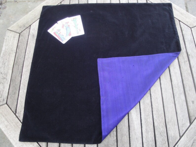 Large Tarot, Oracle, Rune Reading Cloth / Spread Cloth in Cotton Velvet lined with Dupion Silk Made to Order choice of colours image 2