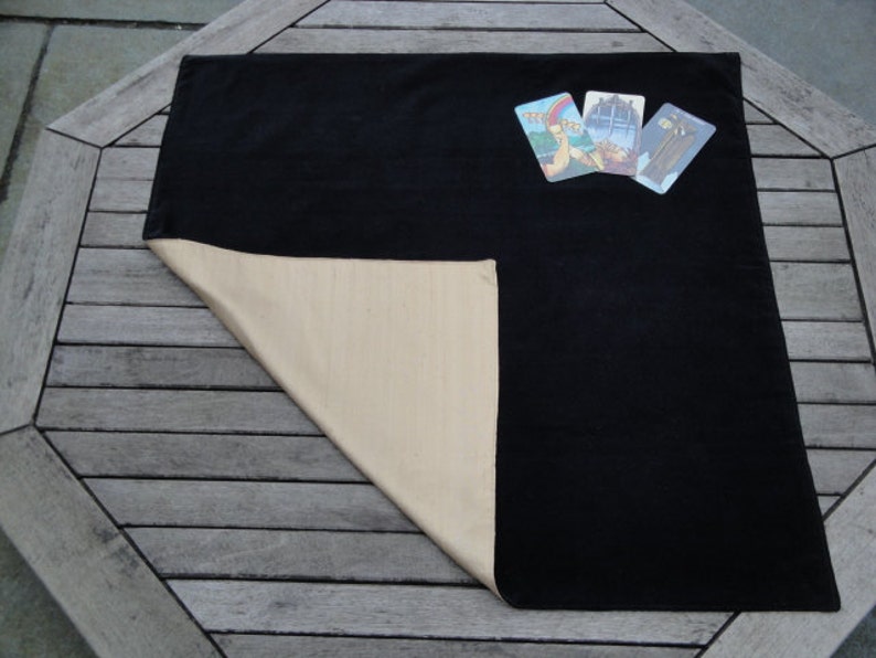 Large Tarot, Oracle, Rune Reading Cloth / Spread Cloth in Cotton Velvet lined with Dupion Silk Made to Order choice of colours image 1