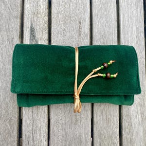 Tarot / Oracle Wrap Case / Reading Cloth / Travel Case in Dark Green Cotton Velvet / Chocolate Brown Velvet - Reversible