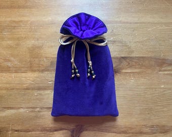 Purple Velvet Tarot Bag with Purple Dupion Silk Lining, Keepsake Pouch