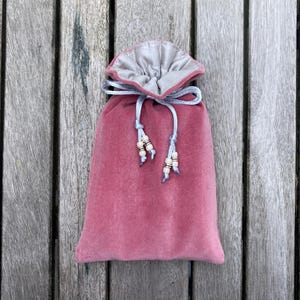 Damson Cotton Velvet Tarot / Oracle / Keepsake Bag Lined with Silver Dupion Silk