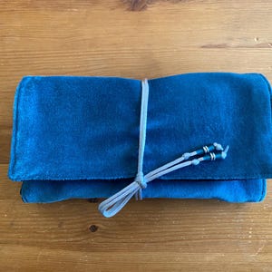Teal / Black Velvet Reversible Tarot / Oracle Wrap, Travel Reading Cloth