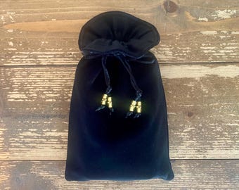Silk Lined Tarot / Oracle / Keepsake Bag - Black Velvet / Black Dupion Silk