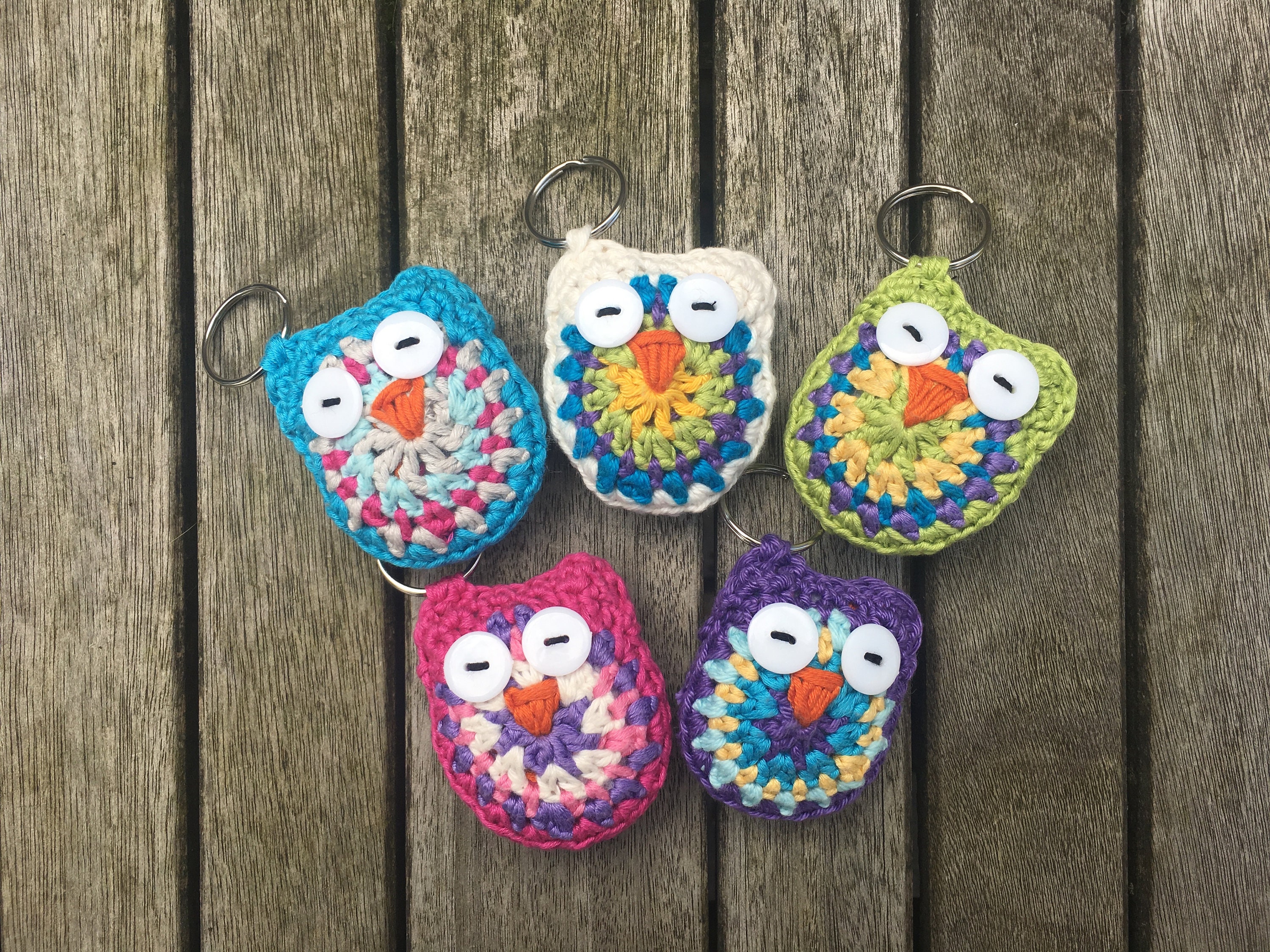 Hand Crocheted, Sleepy, Mandala Owl Keyring / Bag Charm in 100% cotton yarn - Choose Your Colour