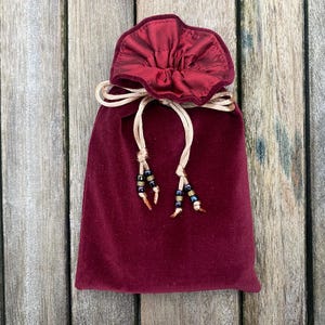 Burgundy Cotton Velvet Tarot / Oracle / Keepsake Bag Lined with Claret Dupion Silk