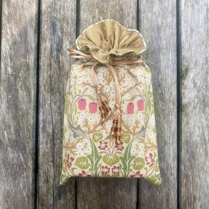 Golden Blackthorn (William Morris) Tarot / Oracle / Keepsake Bag Lined with Rich Gold Handloom Dupion Silk