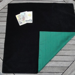 Large Tarot, Oracle, Rune Reading Cloth / Spread Cloth in Cotton Velvet lined with Dupion Silk Made to Order choice of colours image 3