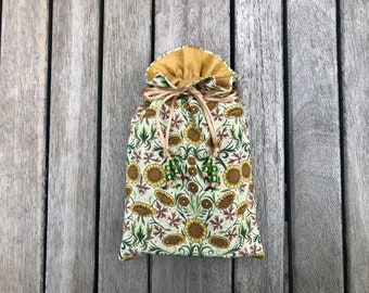 Sunflowers Tarot / Oracle / Keepsake Bag Lined with Deep Gold Dupion Silk