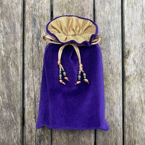 Purple Cotton Velvet Tarot / Oracle / Keepsake Bag with Rich Gold Dupion Silk Lining