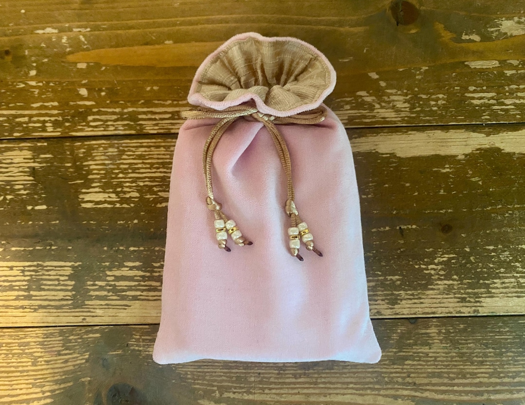 Silk Lined Tarot / Oracle / Keepsake Bag - Rose Pink Velvet / Pale Gold ...