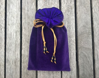 Purple Cotton Velvet Tarot / Oracle / Keepsake Bag Lined with Deep Purple Dupion Silk
