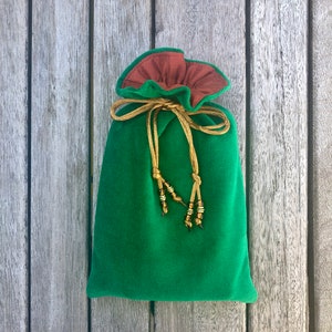 Emerald Green Cotton Velvet Tarot / Oracle / Keepsake Bag Lined with Terracotta Dupion Silk