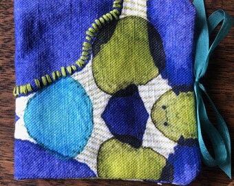 Blue and green hand embroidered needle case, Sewing gift, Haberdashery,