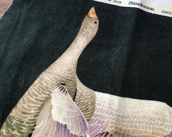 Designer Fabric Remnant, Elysian Geese Design, Designer Velvet, 9" x 28" (Option 4)