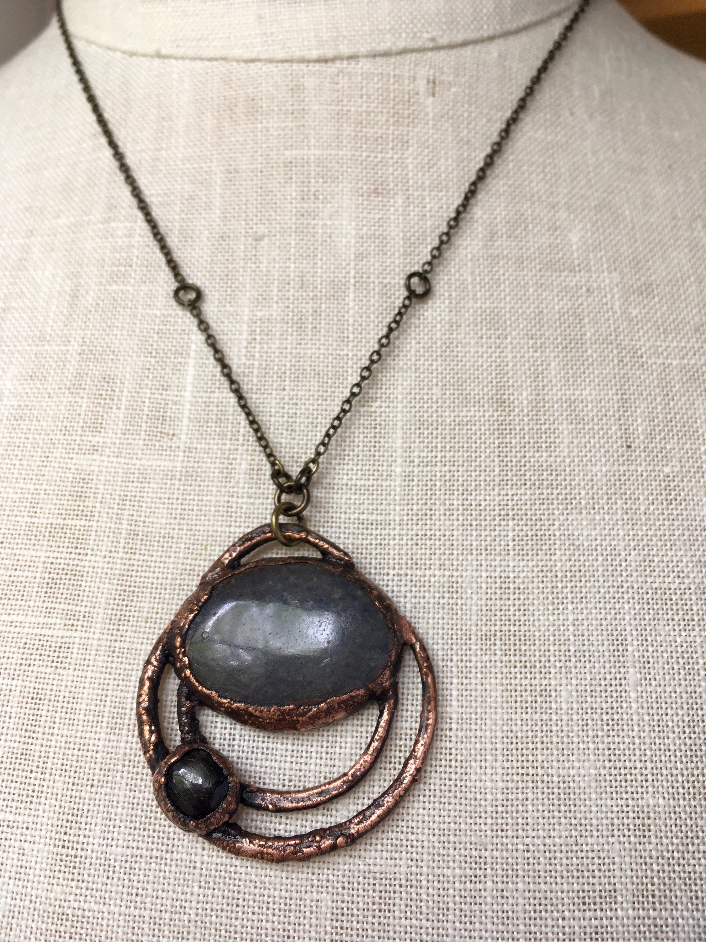 Crystal Necklace , statement Necklace, electroformed necklace, Copper ...