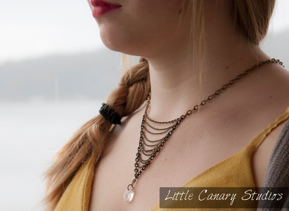 Chain Necklace with Quartz crystal bead