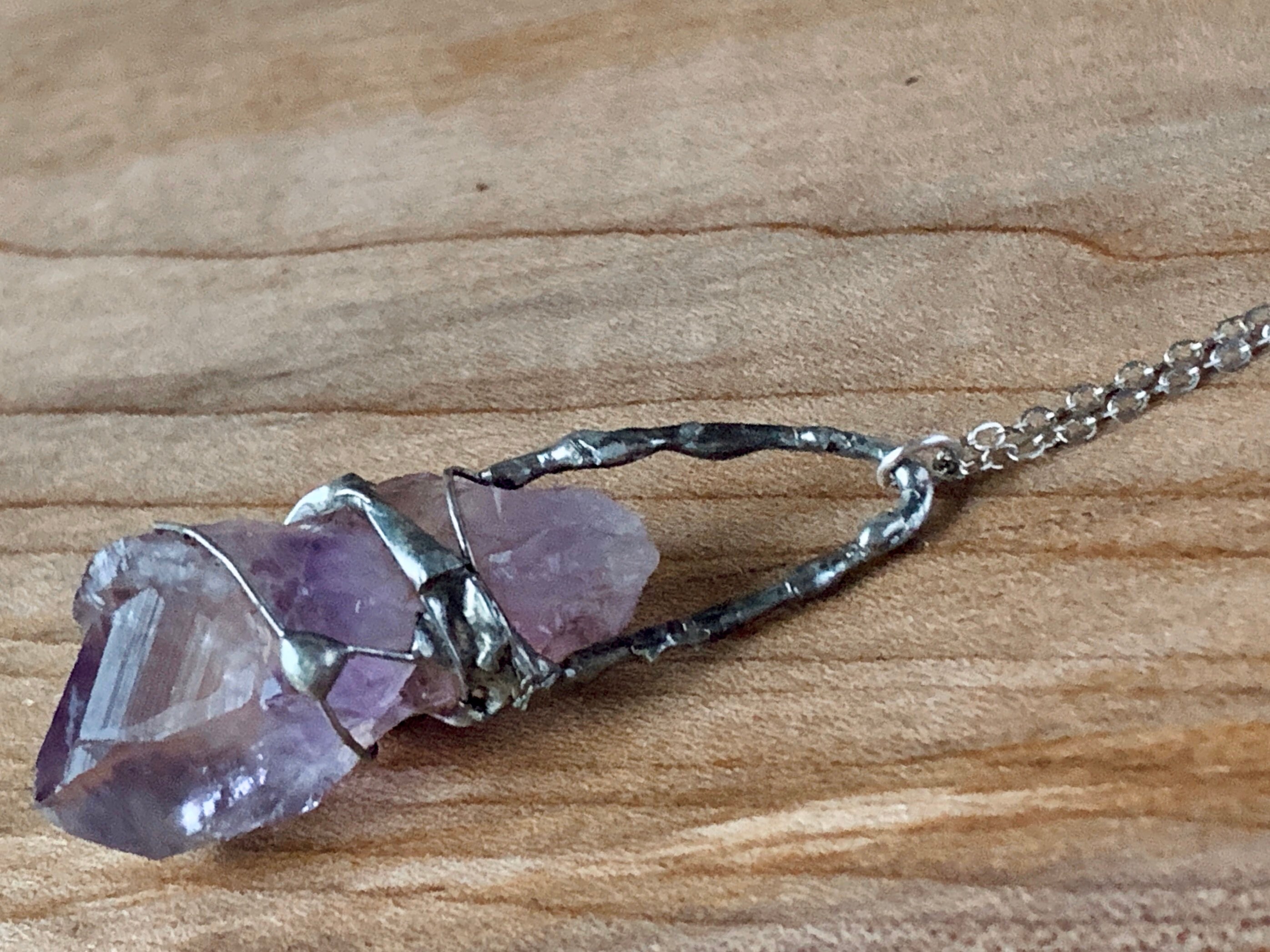 Amethyst crystal necklace, Amethyst 