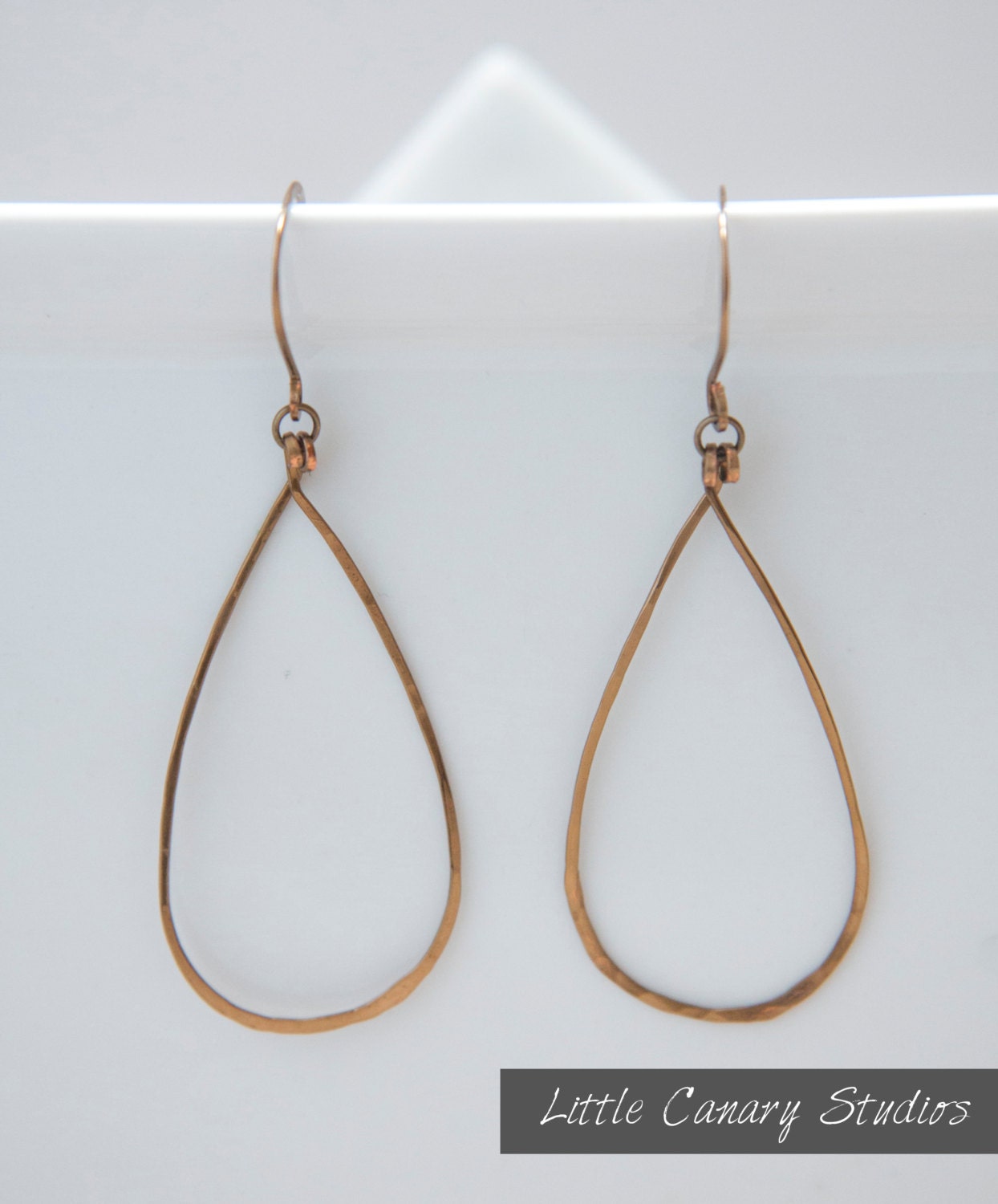 Simple Rustic Handhammered Wire Earrings, LittleCanaryStudios, Elegant