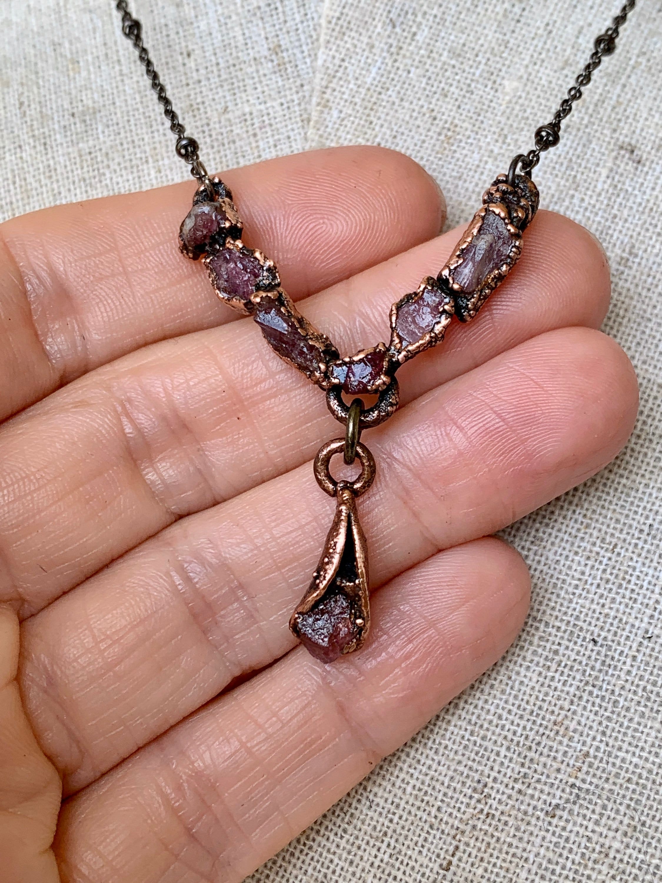 Raw tourmaline necklace Clearance