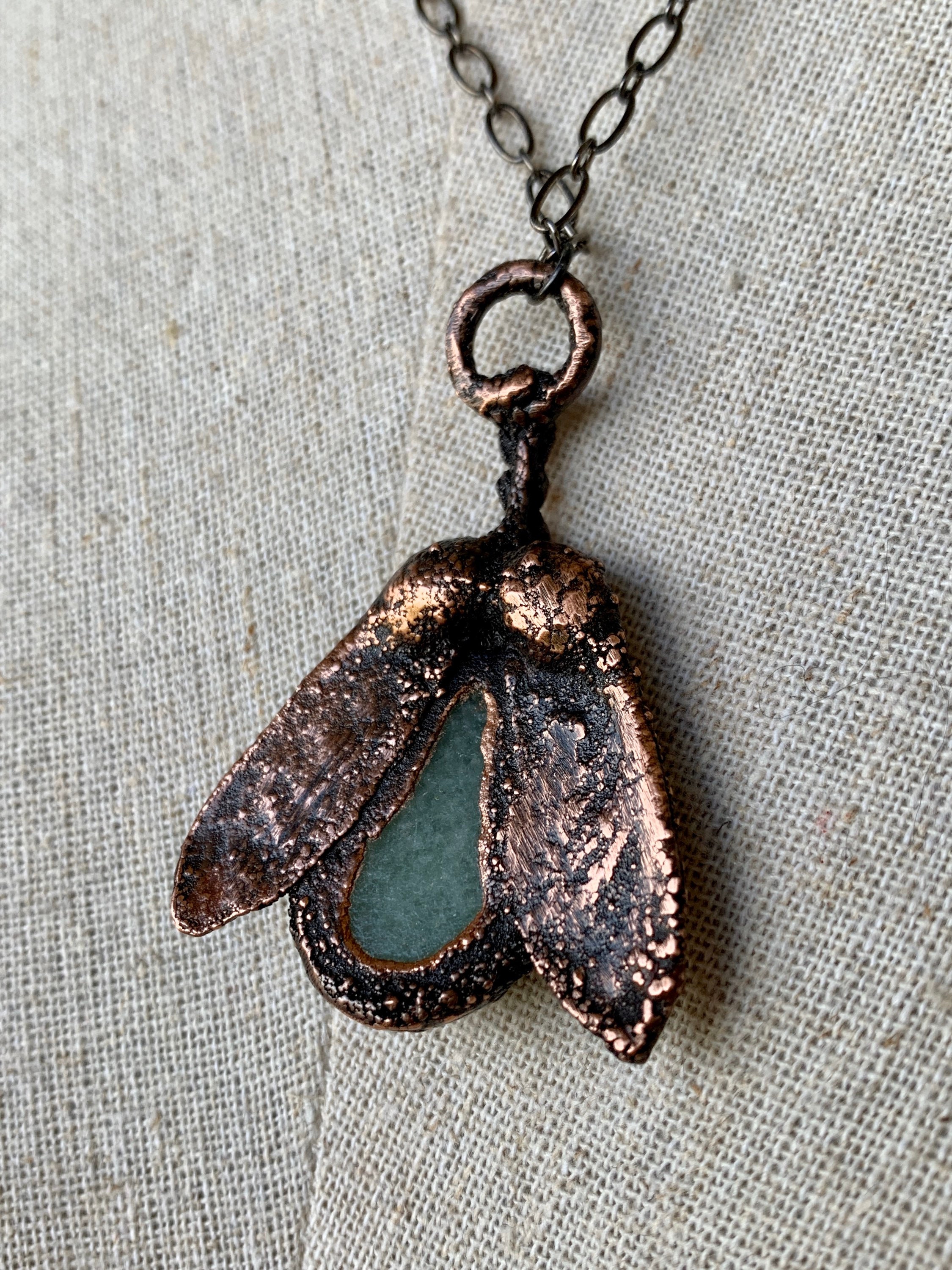 Aventurine Necklace, Moth Necklace, Statement Necklace, Moth pendant ...