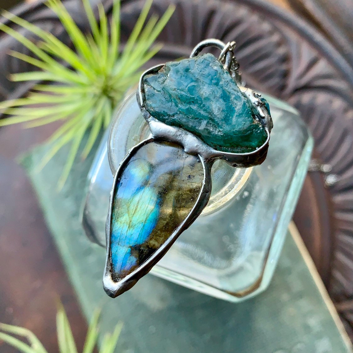 Tiffany solder Necklace, labradorite necklace, silver necklace, necklace, apatite necklace