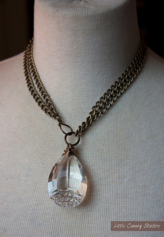 Large Antique Chandelier Crystal Drop Necklace, Crystal Necklace, Vintage Crystal Necklace, Necklace, Elegant Necklace, LittleCanaryStudios
