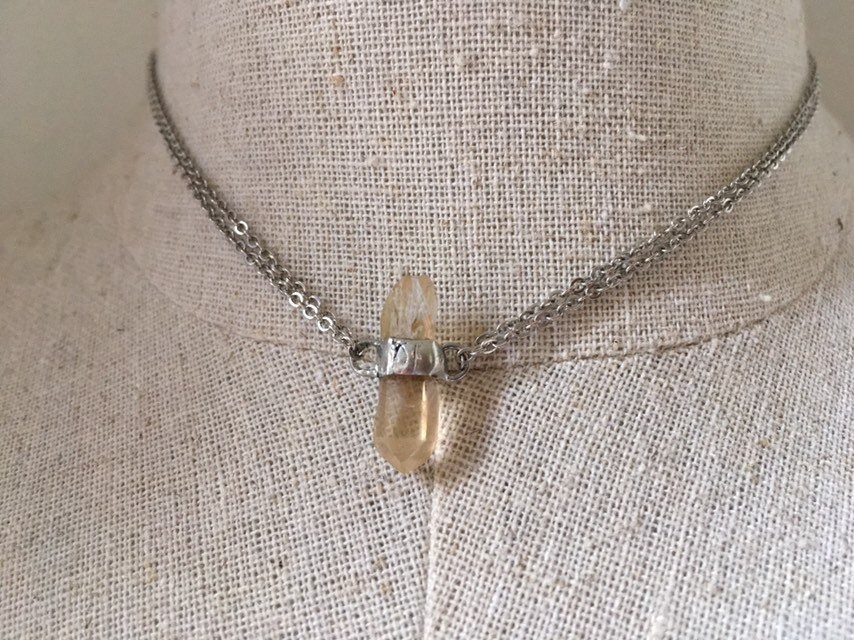 Tiffany solder Necklace, crystal necklace, crystal, silver necklace
