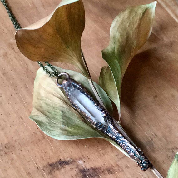 Small Clear quartz Crystal Necklace, Crystal Necklace, Necklace,  healing stone Necklace, Little Canary Studios, Copper Necklace