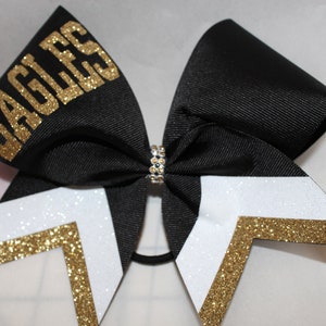 Cheer Bow Custom in your colors YOUR School Team Bows Old Gold Vegas Gold Black White Silver ANy colors by BlingItOnCheerBowz